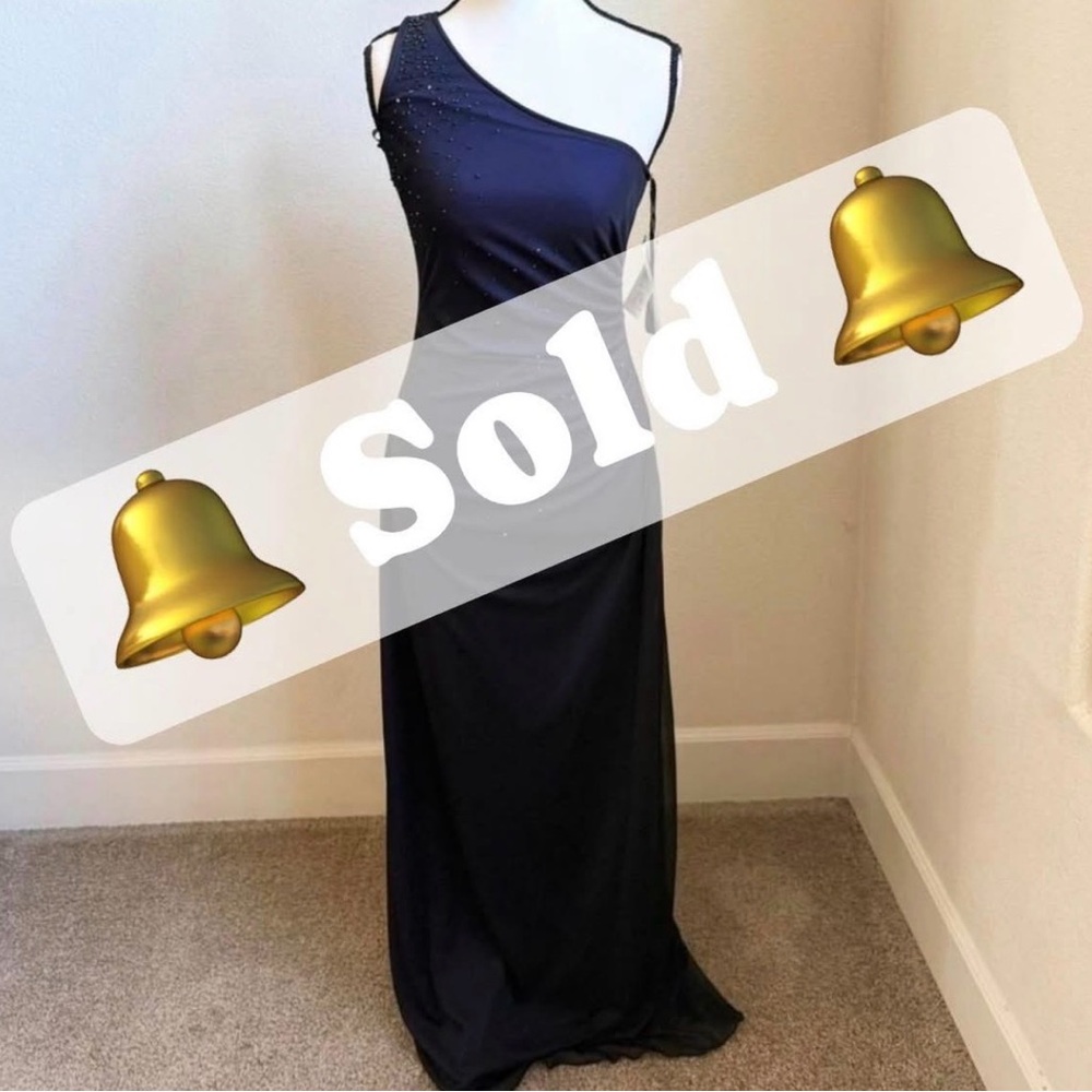 Vintage BNWT Navy Blue One‎ Shoulder Formal Dress